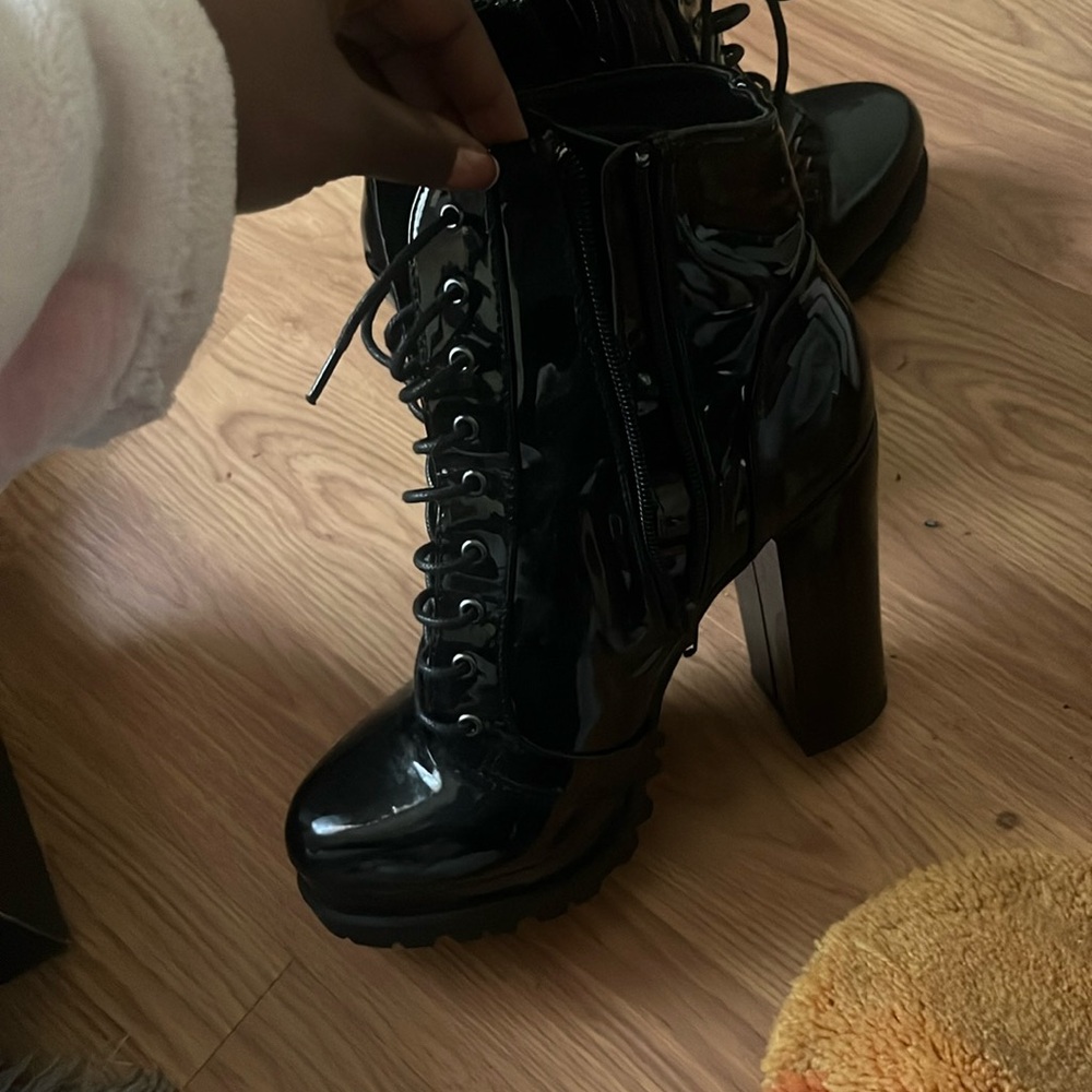 Black leather boots
